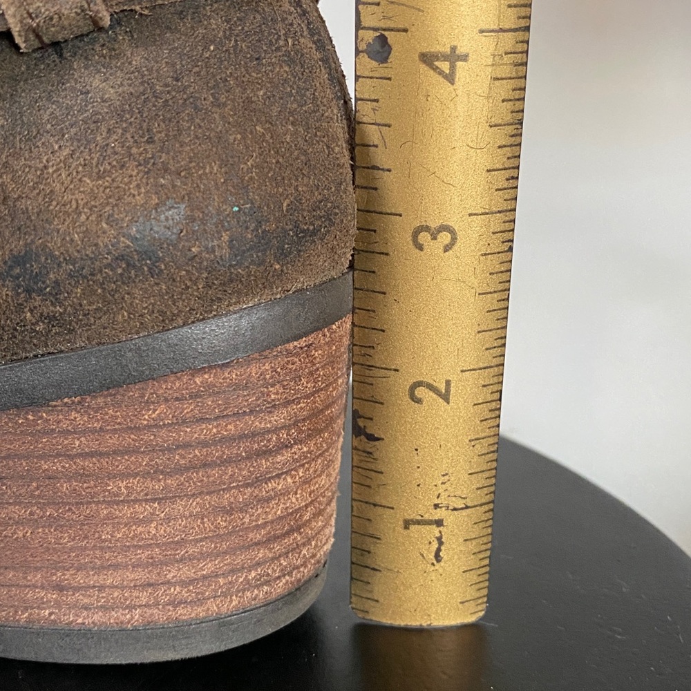 Born Brown Sueded Leather Heeled Boots with Buckle - Picture 4 of 16